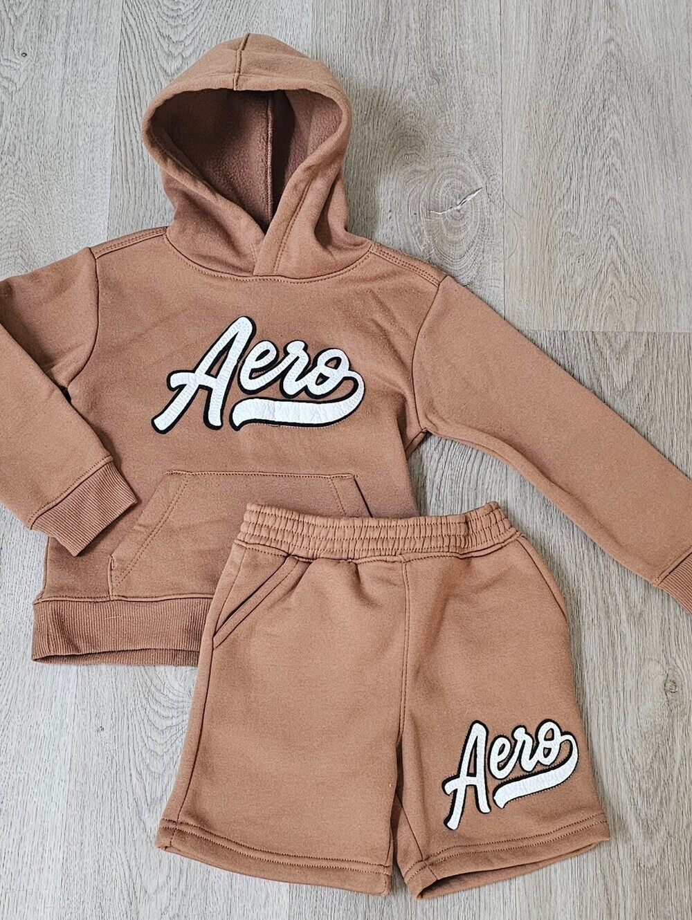 Aeropostale Kids 4T Aero Hoodie & Shorts 2 Piece Set Brown
